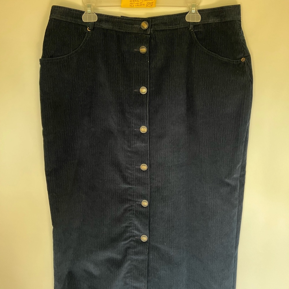 Persons women’s skirt corduroy button front size large color blue stock 157